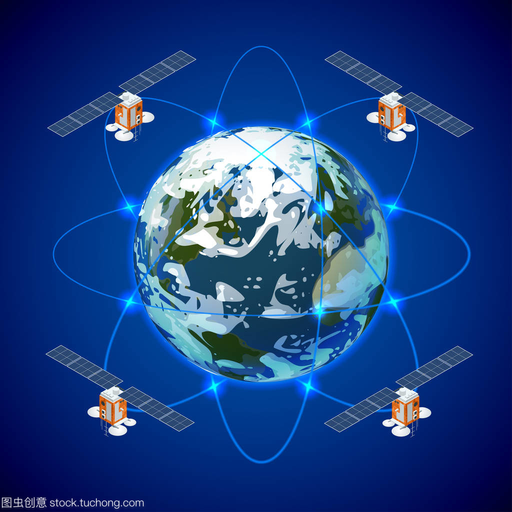 網絡和衛星數據交換在行星地球在空間中。Gps 衛星